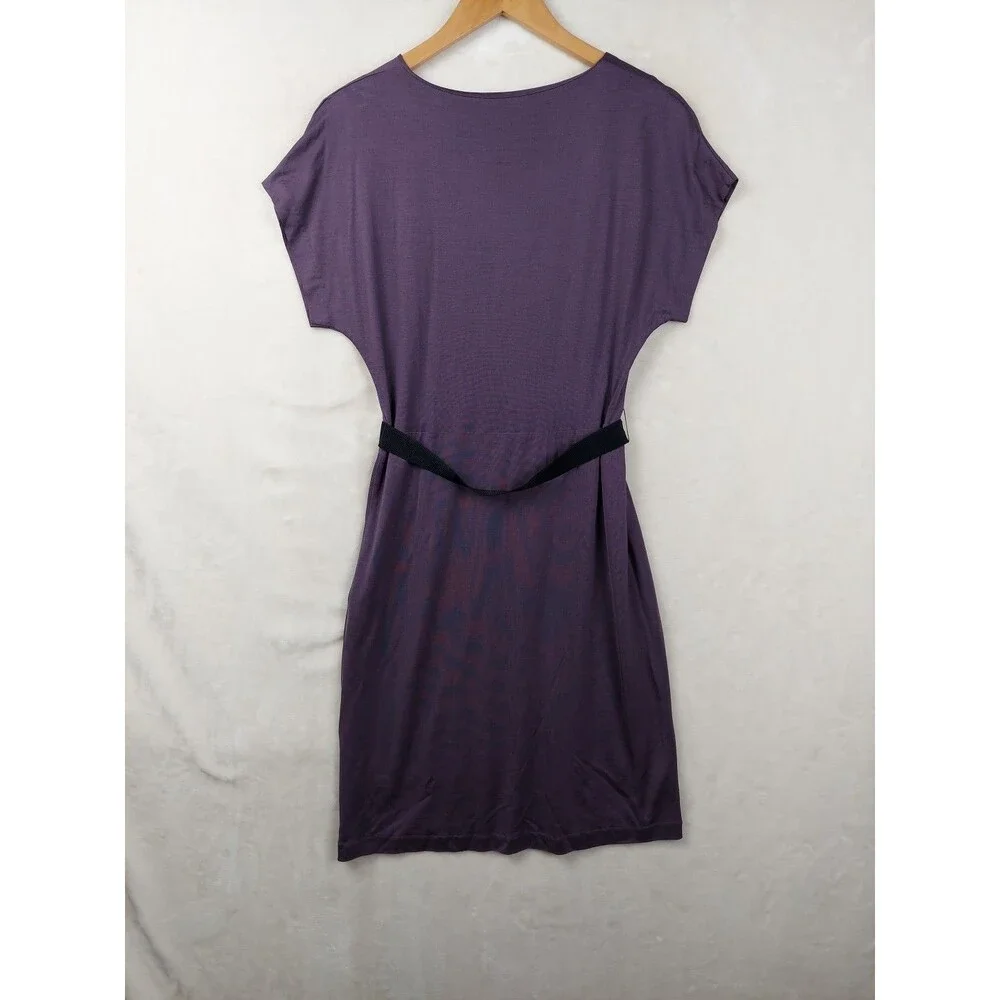 Tory Burch Dress Womens Small Garnet 100% Silk V-Neck Stretch Belted Office Work